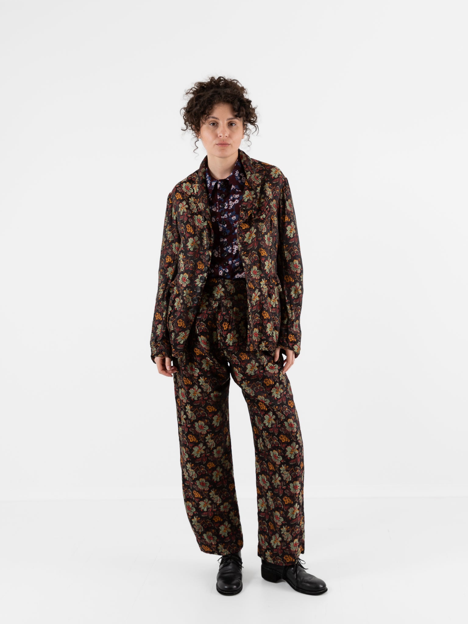 John Alexander Skelton Horace Jacket in Black & Floral Silk - JOHN ALEXANDER SKELTON at Worthwhile