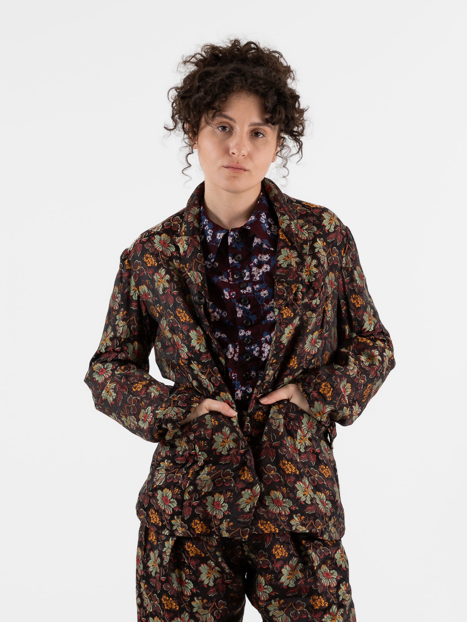 John Alexander Skelton Horace Jacket in Black & Floral Silk - JOHN ALEXANDER SKELTON at Worthwhile