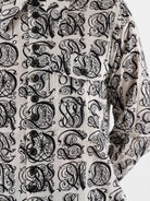 John Alexander Skelton Clink Shirt in Cream & Black Print - JOHN ALEXANDER SKELTON at Worthwhile