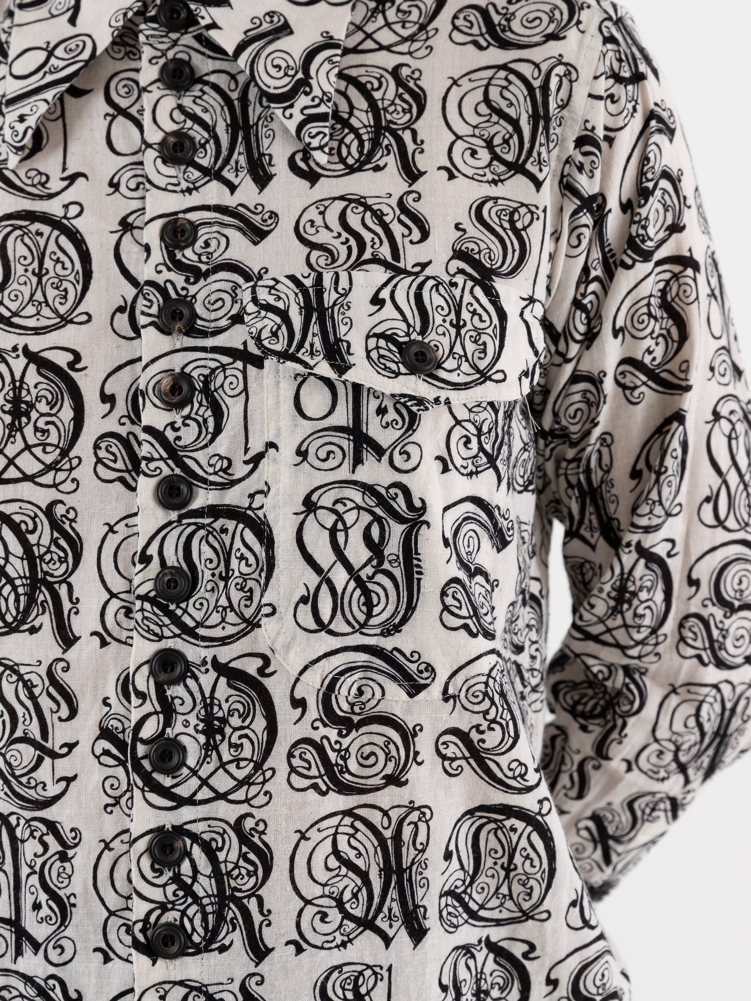 John Alexander Skelton Clink Shirt in Cream & Black Print - JOHN ALEXANDER SKELTON at Worthwhile