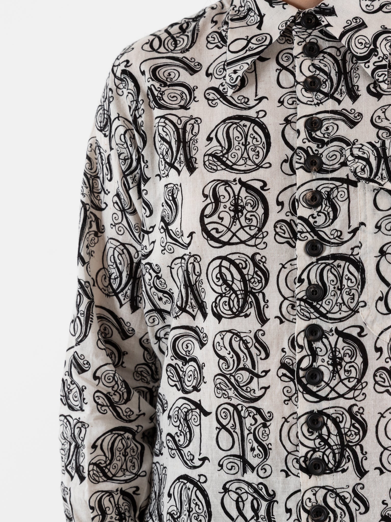 John Alexander Skelton Clink Shirt in Cream & Black Print - JOHN ALEXANDER SKELTON at Worthwhile