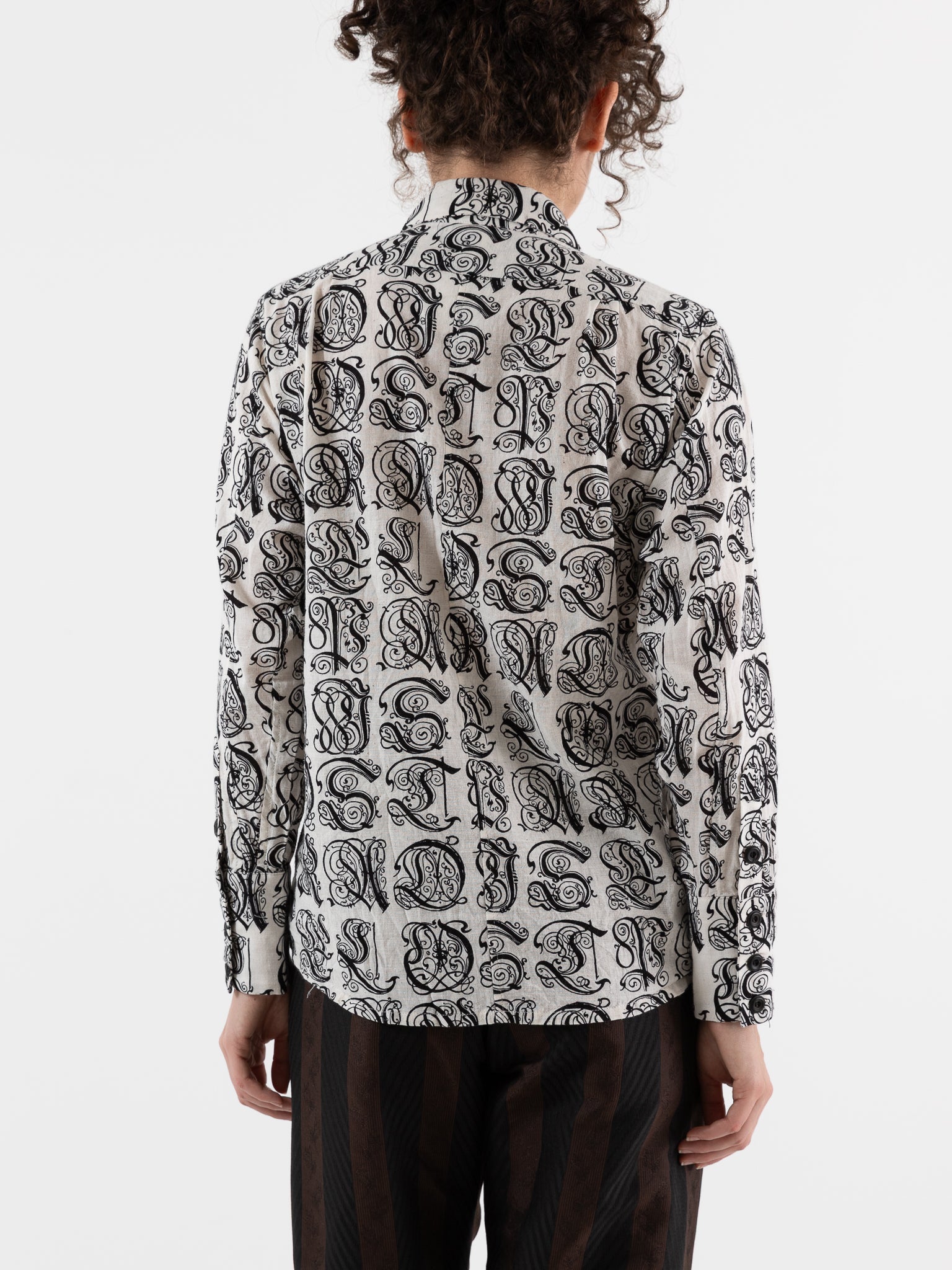 John Alexander Skelton Clink Shirt in Cream & Black Print - JOHN ALEXANDER SKELTON at Worthwhile