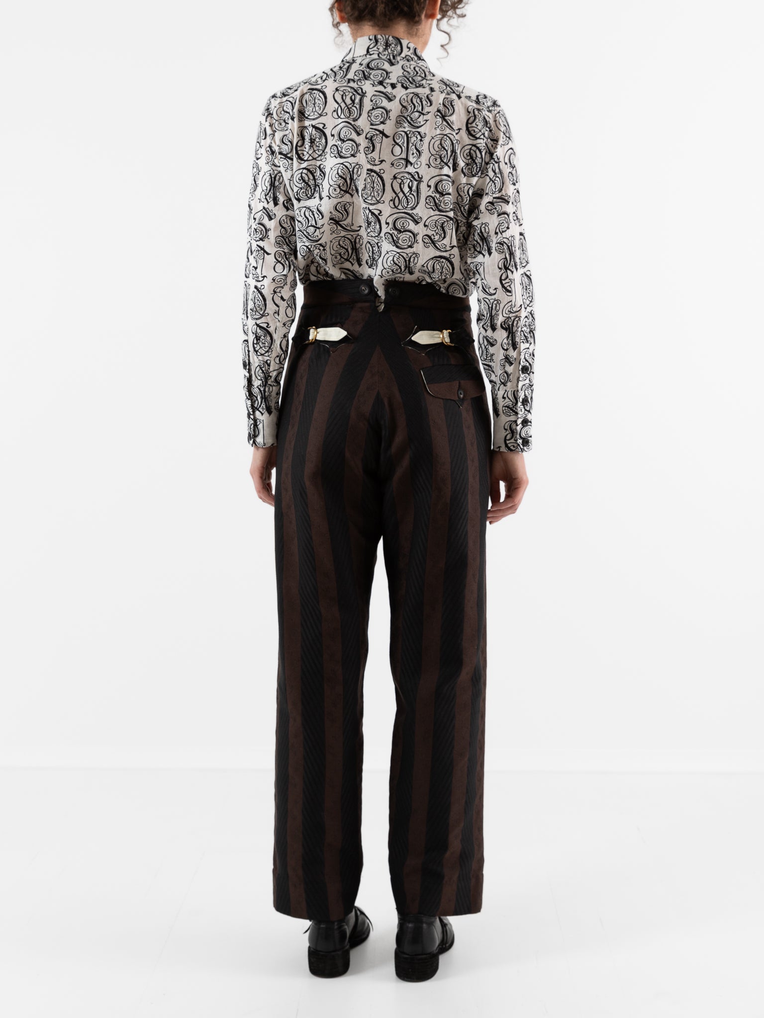 John Alexander Skelton Kilvert Trouser in Black & Brown Stripe - JOHN ALEXANDER SKELTON at Worthwhile