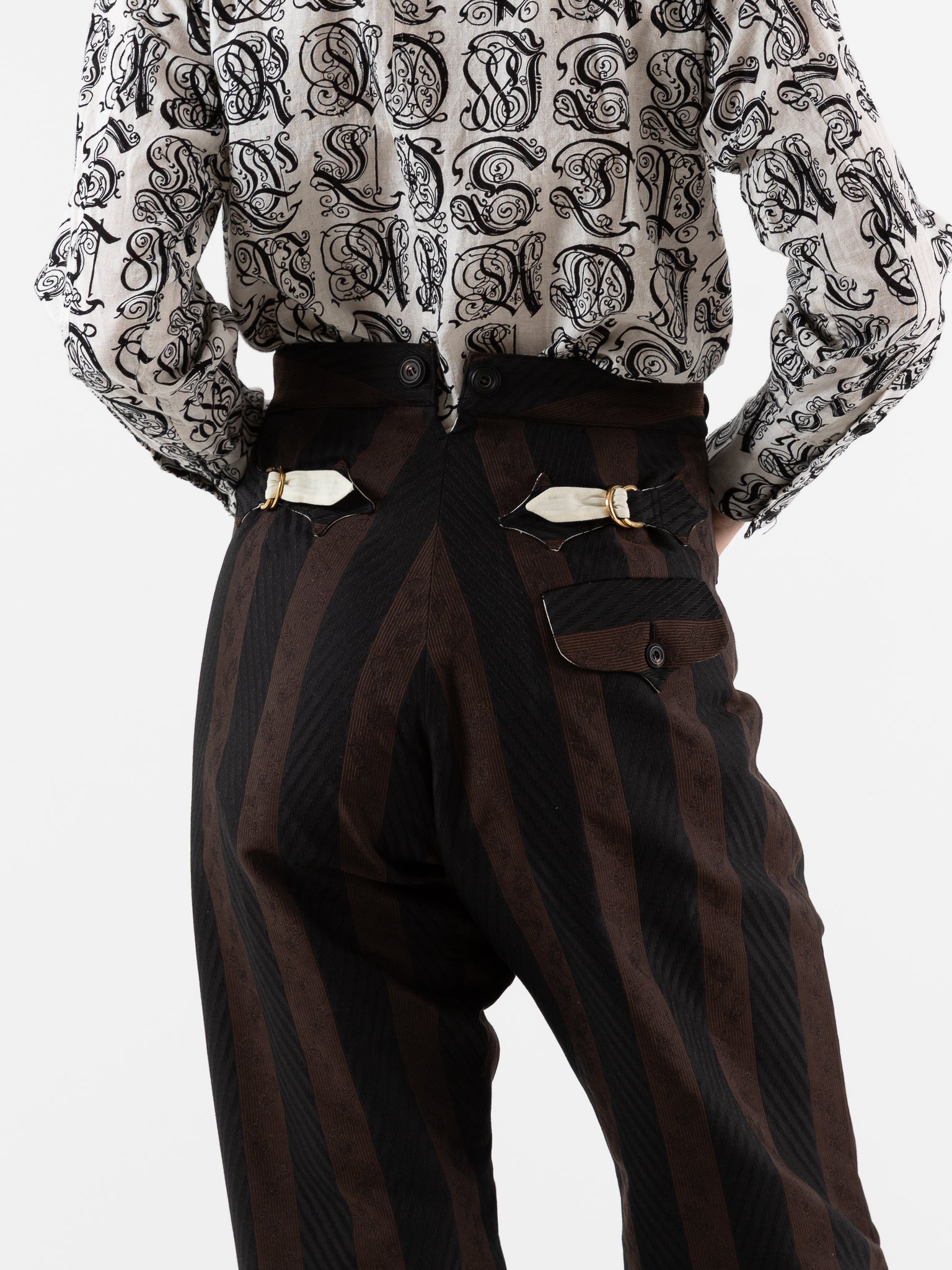 John Alexander Skelton Kilvert Trouser in Black & Brown Stripe - JOHN ALEXANDER SKELTON at Worthwhile