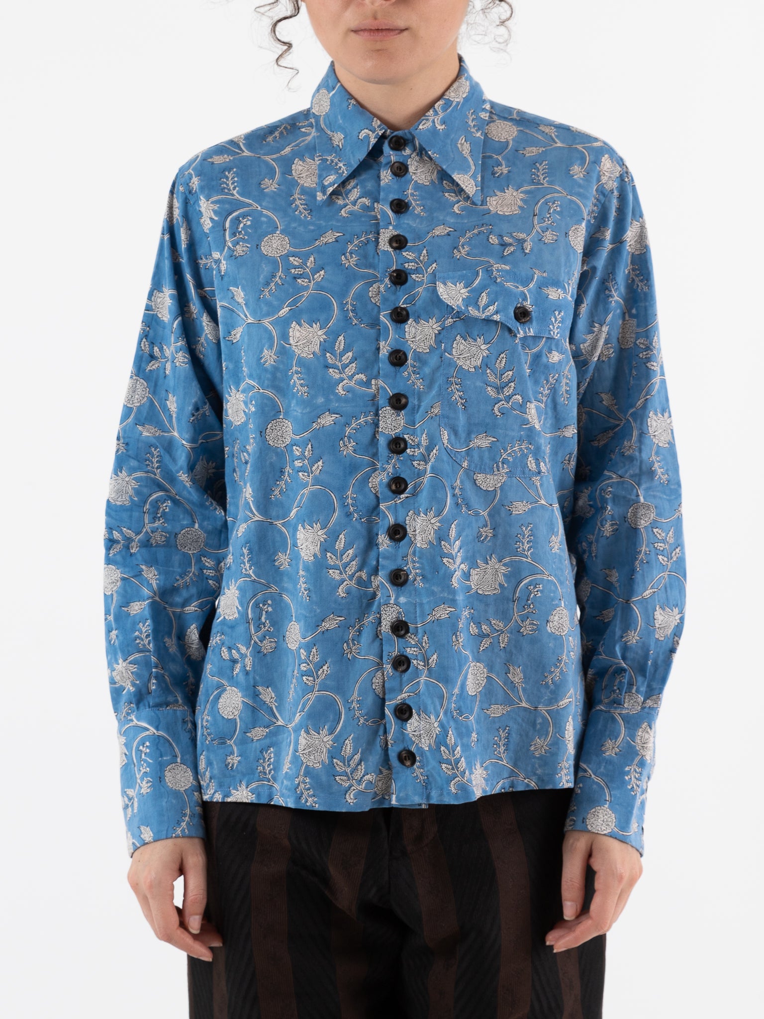 John Alexander Skelton Clink Shirt in Blue/White - JOHN ALEXANDER SKELTON at Worthwhile