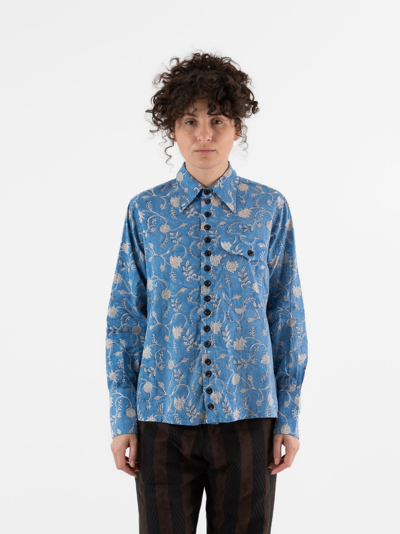 John Alexander Skelton Clink Shirt in Blue/White - JOHN ALEXANDER SKELTON at Worthwhile