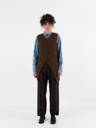 John Alexander Skelton Heavy Stitch Long Waistcoat in Brown - JOHN ALEXANDER SKELTON at Worthwhile