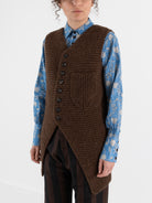 John Alexander Skelton Heavy Stitch Long Waistcoat in Brown - JOHN ALEXANDER SKELTON at Worthwhile