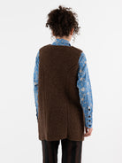 John Alexander Skelton Heavy Stitch Long Waistcoat in Brown - JOHN ALEXANDER SKELTON at Worthwhile