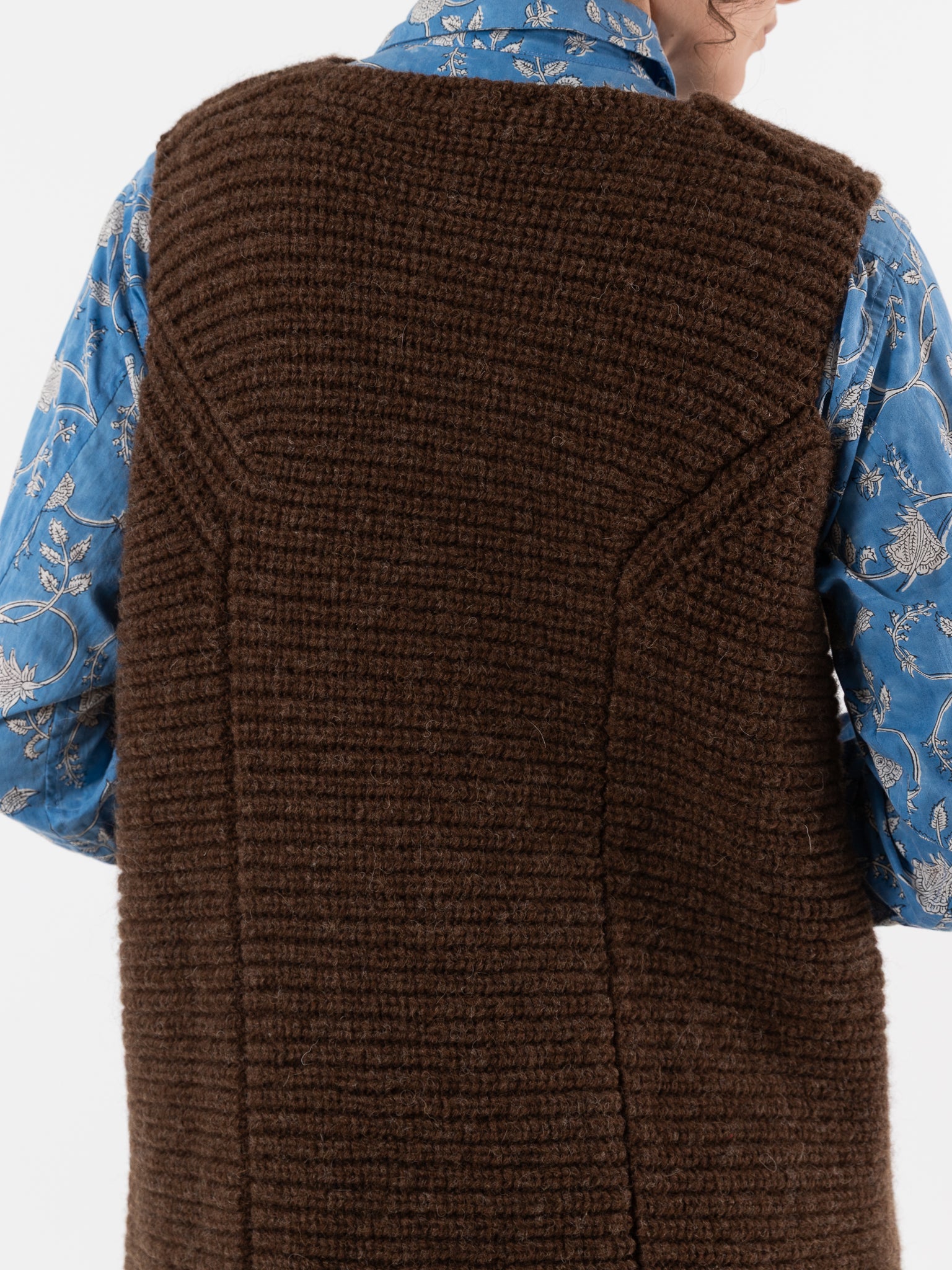 John Alexander Skelton Heavy Stitch Long Waistcoat in Brown - JOHN ALEXANDER SKELTON at Worthwhile