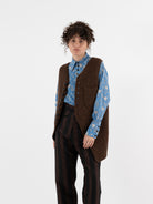 John Alexander Skelton Heavy Stitch Long Waistcoat in Brown - JOHN ALEXANDER SKELTON at Worthwhile