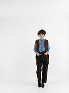 John Alexander Skelton Heavy Stitch Long Waistcoat in Brown - JOHN ALEXANDER SKELTON at Worthwhile