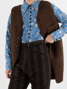 John Alexander Skelton Heavy Stitch Long Waistcoat in Brown - JOHN ALEXANDER SKELTON at Worthwhile