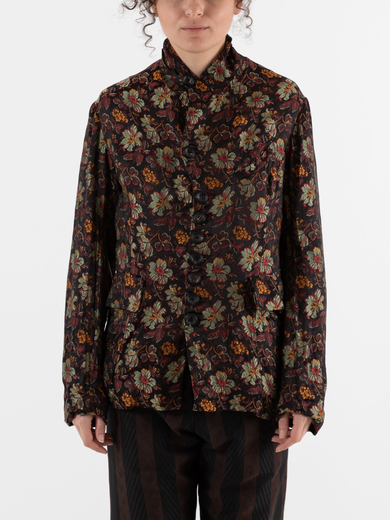 John Alexander Skelton Horace Jacket in Black & Floral Silk - JOHN ALEXANDER SKELTON at Worthwhile