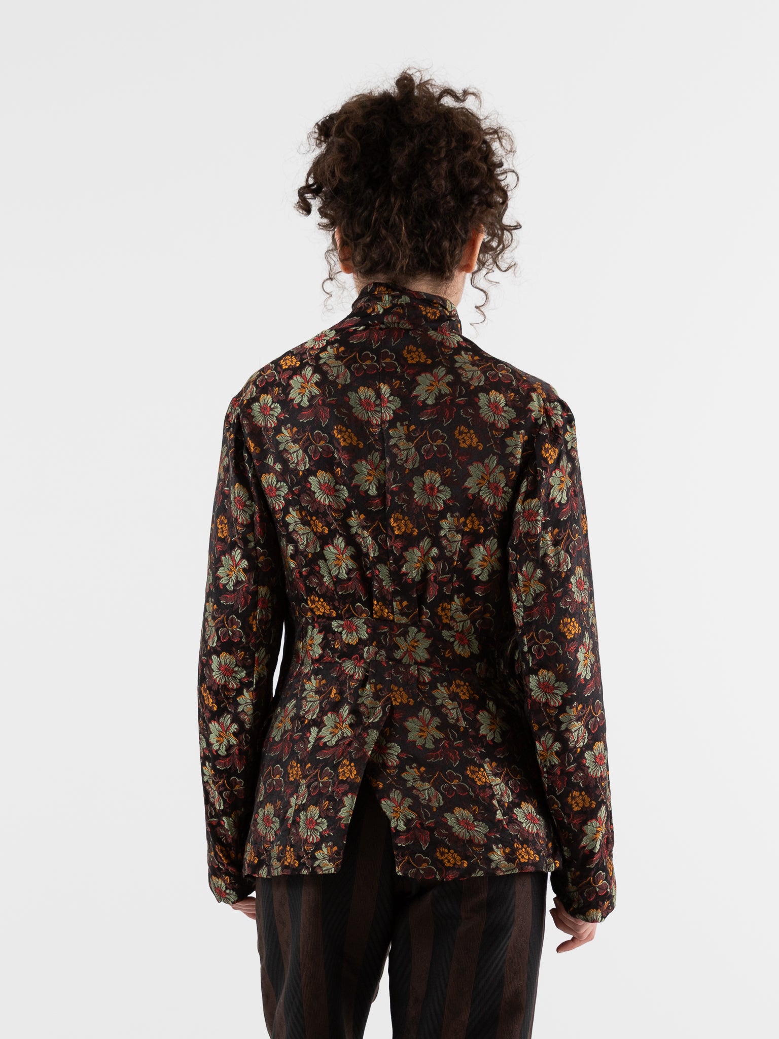 John Alexander Skelton Horace Jacket in Black & Floral Silk - JOHN ALEXANDER SKELTON at Worthwhile