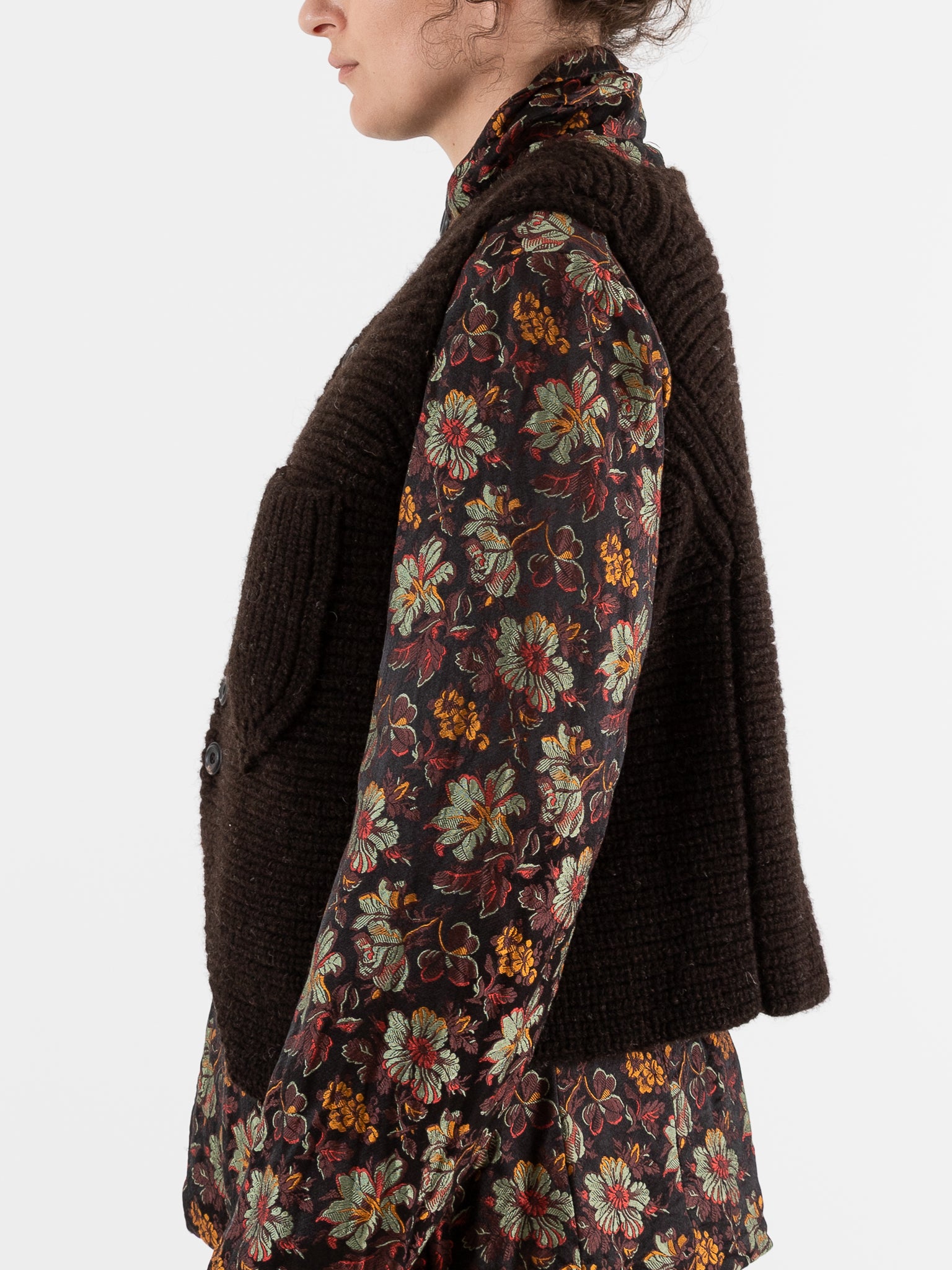 John Alexander Skelton Heavy Stitch Waistcoat in Dark Brown - JOHN ALEXANDER SKELTON at Worthwhile