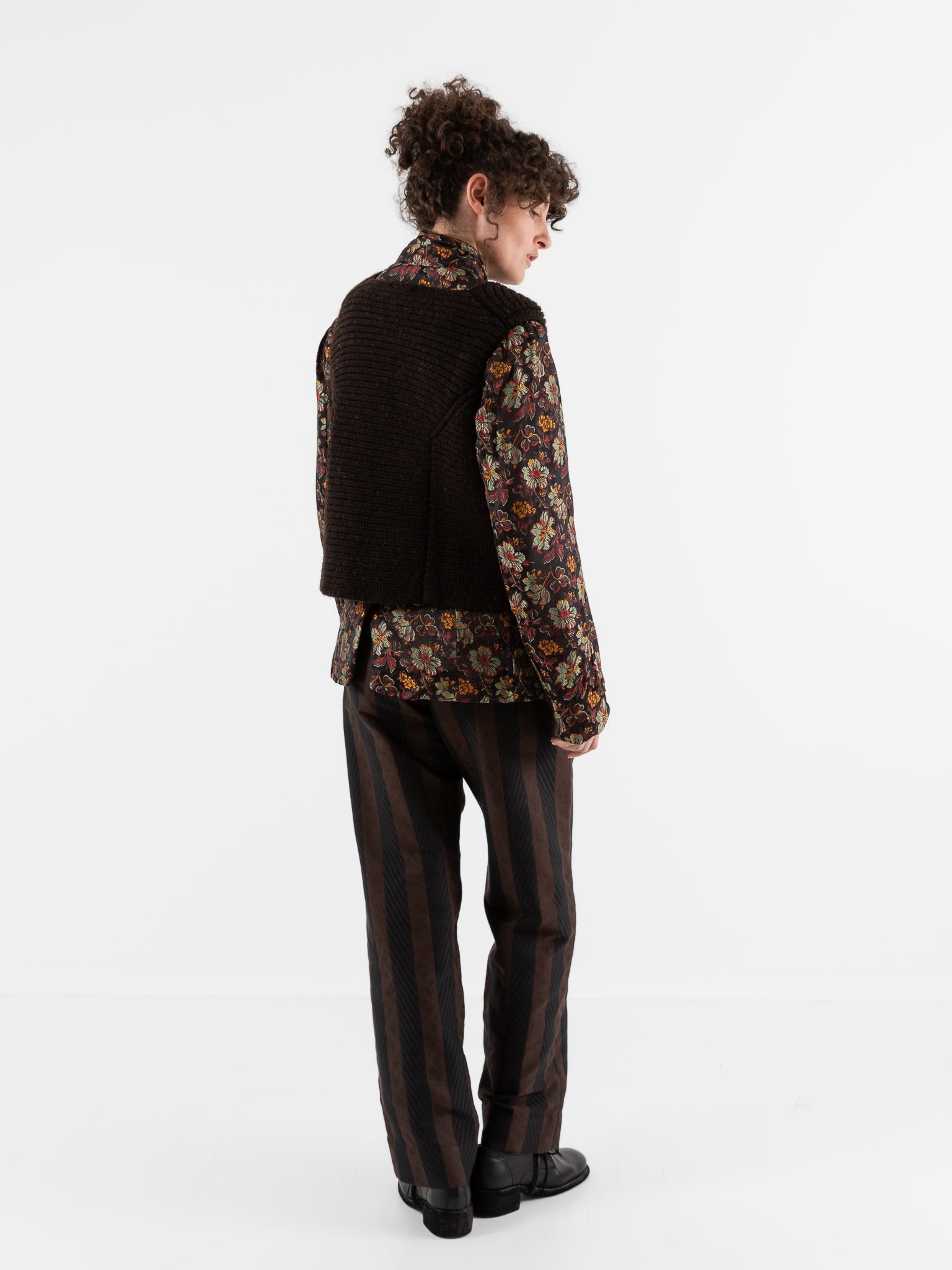 John Alexander Skelton Heavy Stitch Waistcoat in Dark Brown - JOHN ALEXANDER SKELTON at Worthwhile