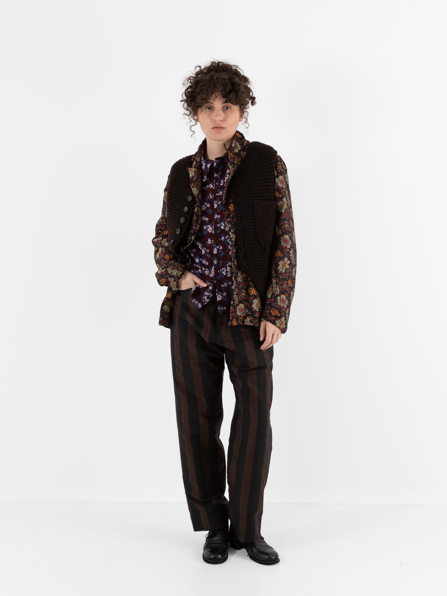 John Alexander Skelton Heavy Stitch Waistcoat in Dark Brown - JOHN ALEXANDER SKELTON at Worthwhile