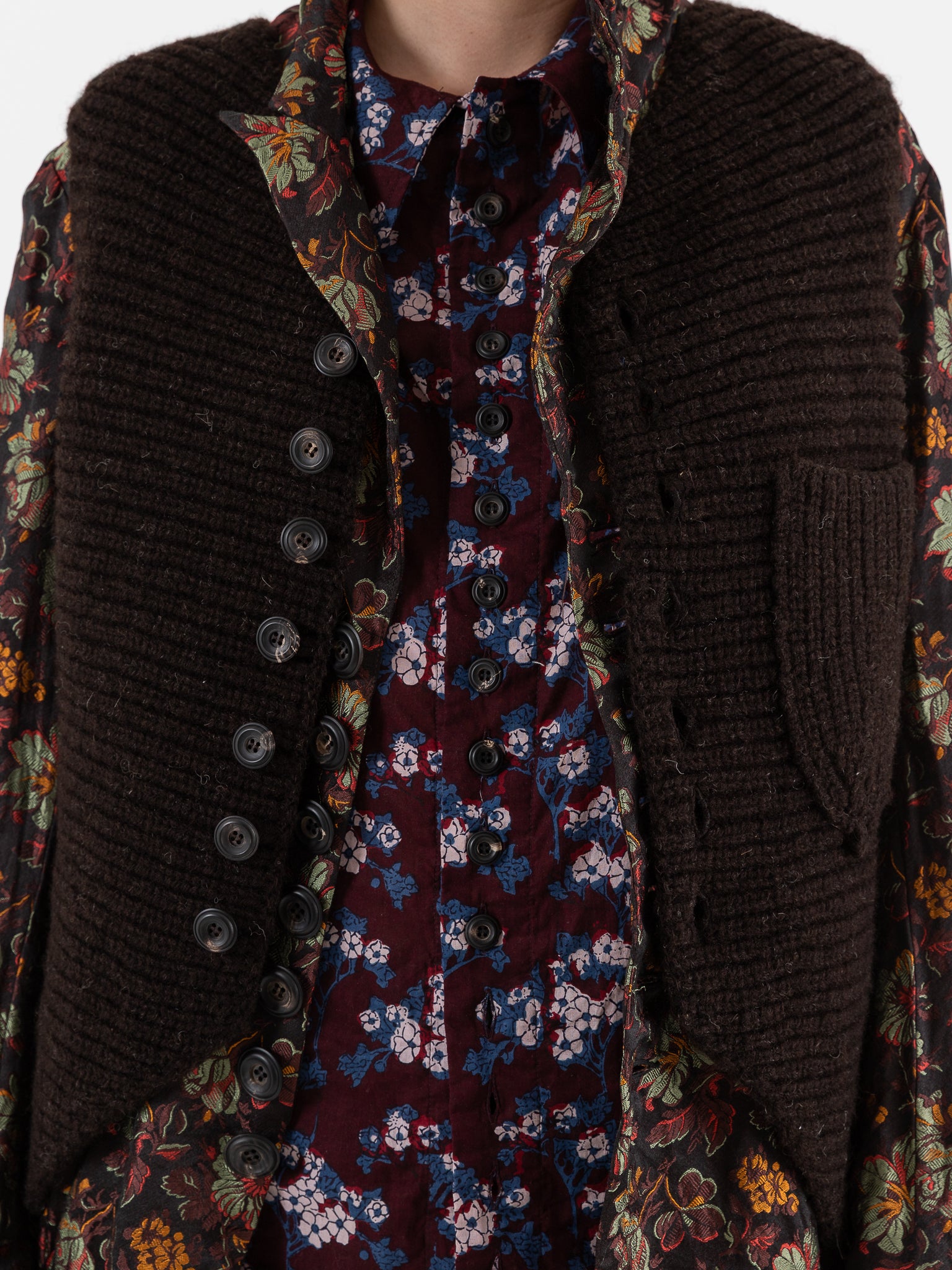 John Alexander Skelton Heavy Stitch Waistcoat in Dark Brown - JOHN ALEXANDER SKELTON at Worthwhile