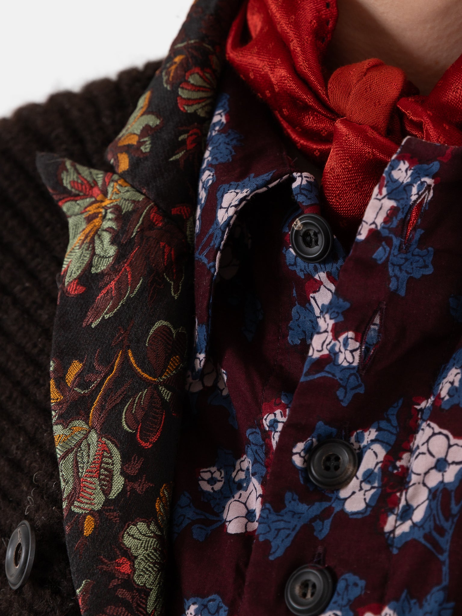 John Alexander Skelton Mashru Scarf in Red - JOHN ALEXANDER SKELTON at Worthwhile