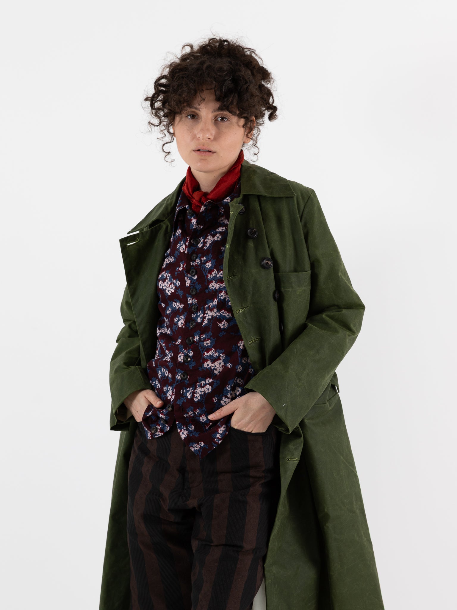 John Alexander Skelton Mashru Scarf in Red - JOHN ALEXANDER SKELTON at Worthwhile