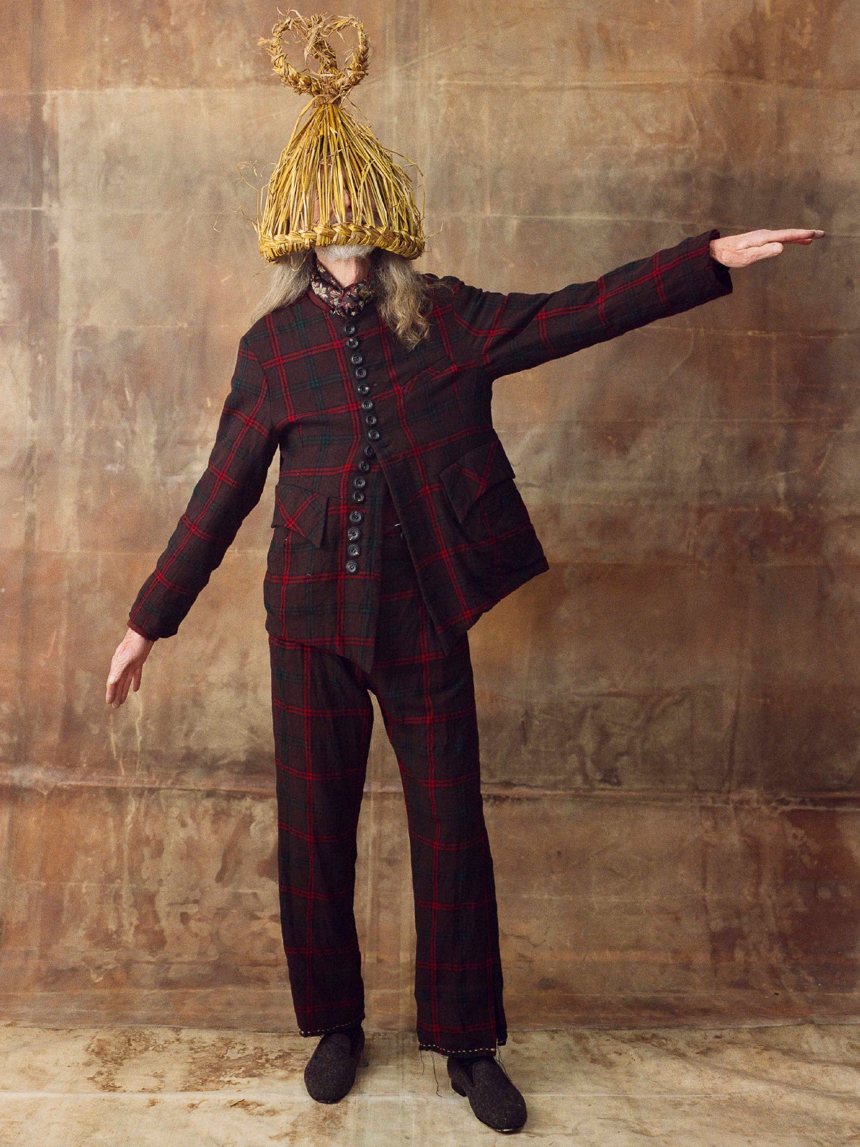 John Alexander Skelton Jerkin Jacket in Brown/Red/Green Check - JOHN ALEXANDER SKELTON at Worthwhile - shop JACKET