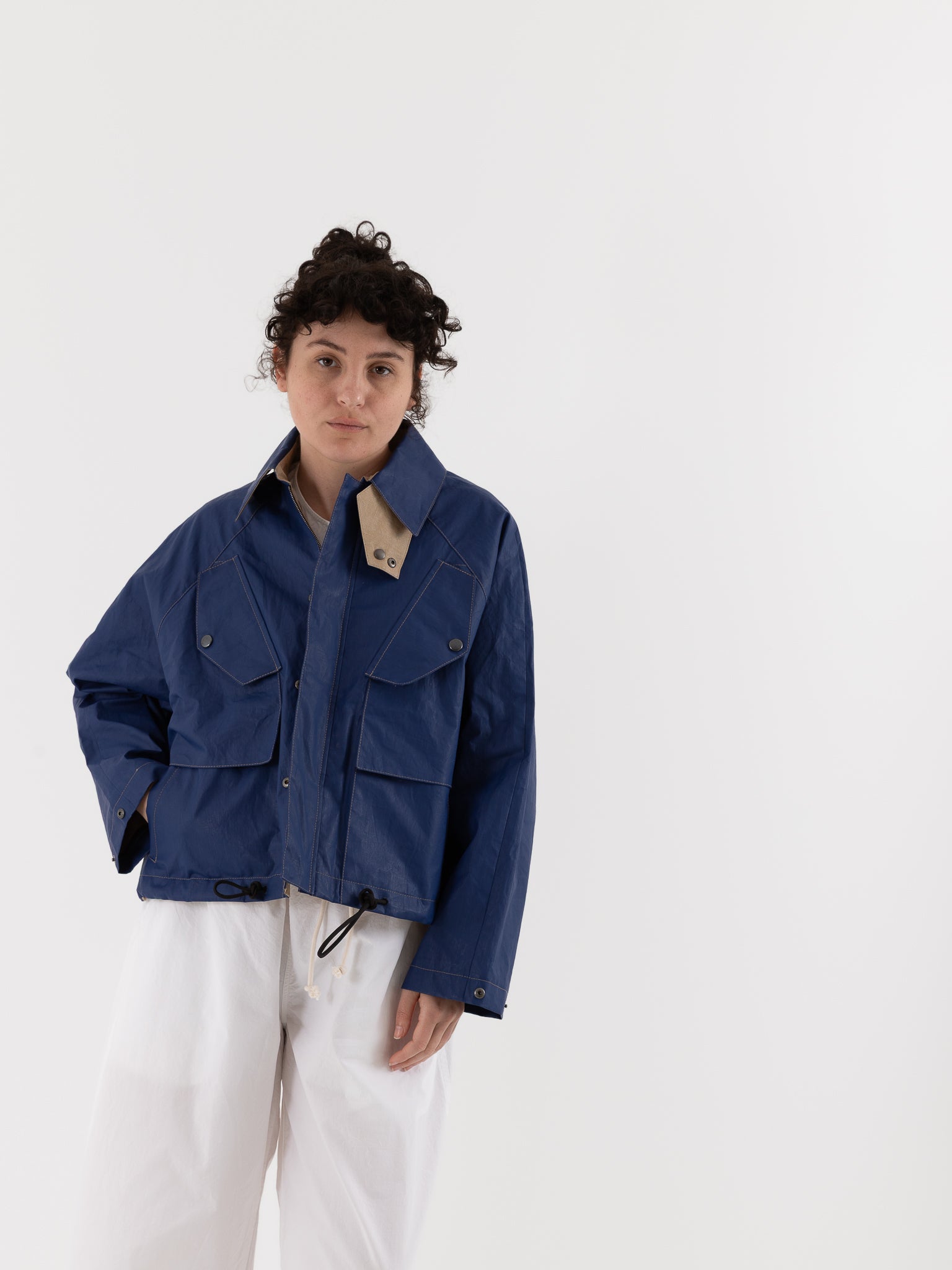 Konrad Florian Reversible Coated Linen Jacket in Natural & Delft - KONRAD at Worthwhile - shop COAT