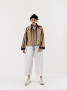 Konrad Florian Reversible Coated Linen Jacket in Natural & Delft - KONRAD at Worthwhile - shop COAT