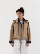 Konrad Florian Reversible Coated Linen Jacket in Natural & Delft - KONRAD at Worthwhile - shop COAT