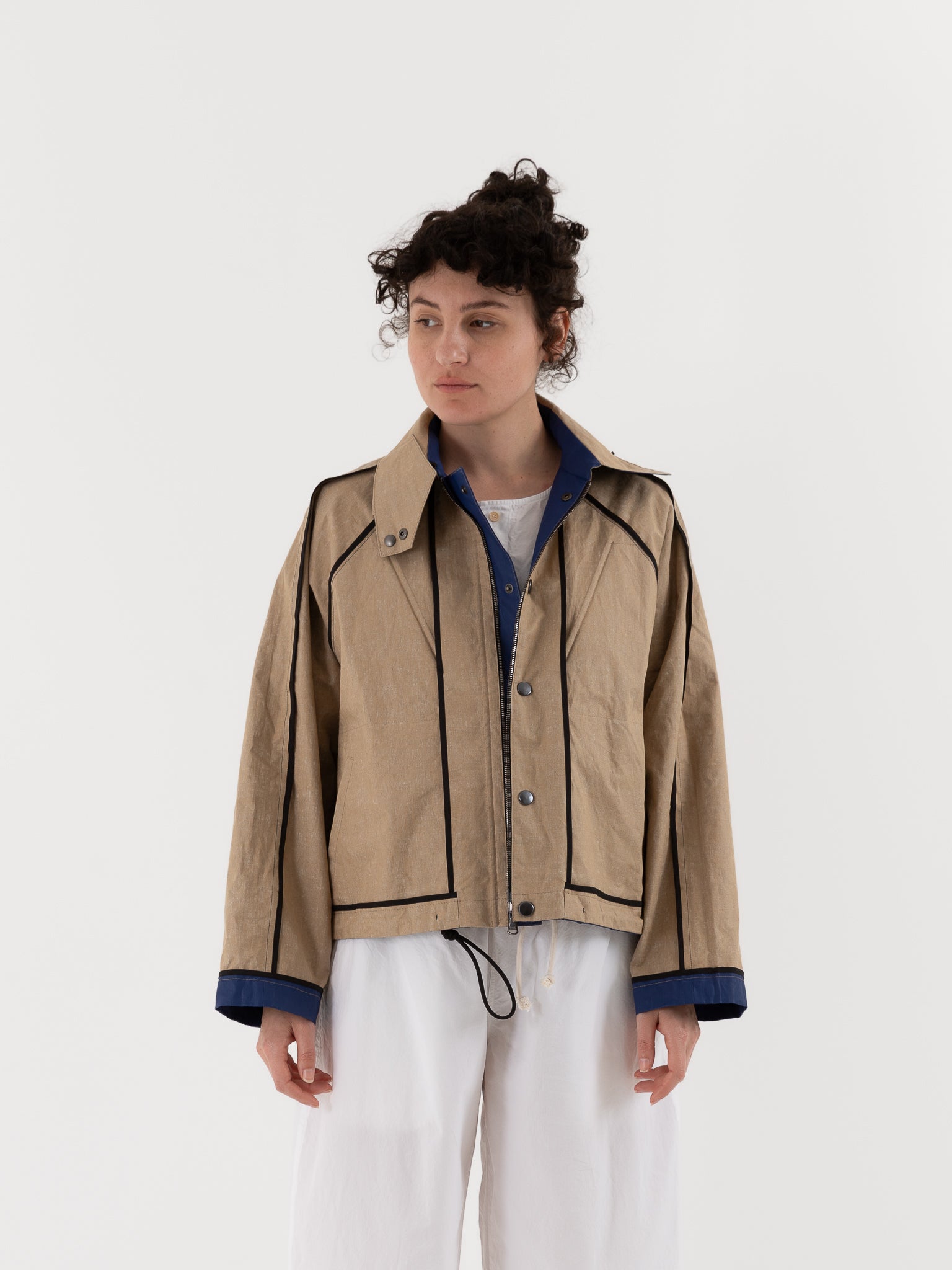 Konrad Florian Reversible Coated Linen Jacket in Natural & Delft - KONRAD at Worthwhile - shop COAT