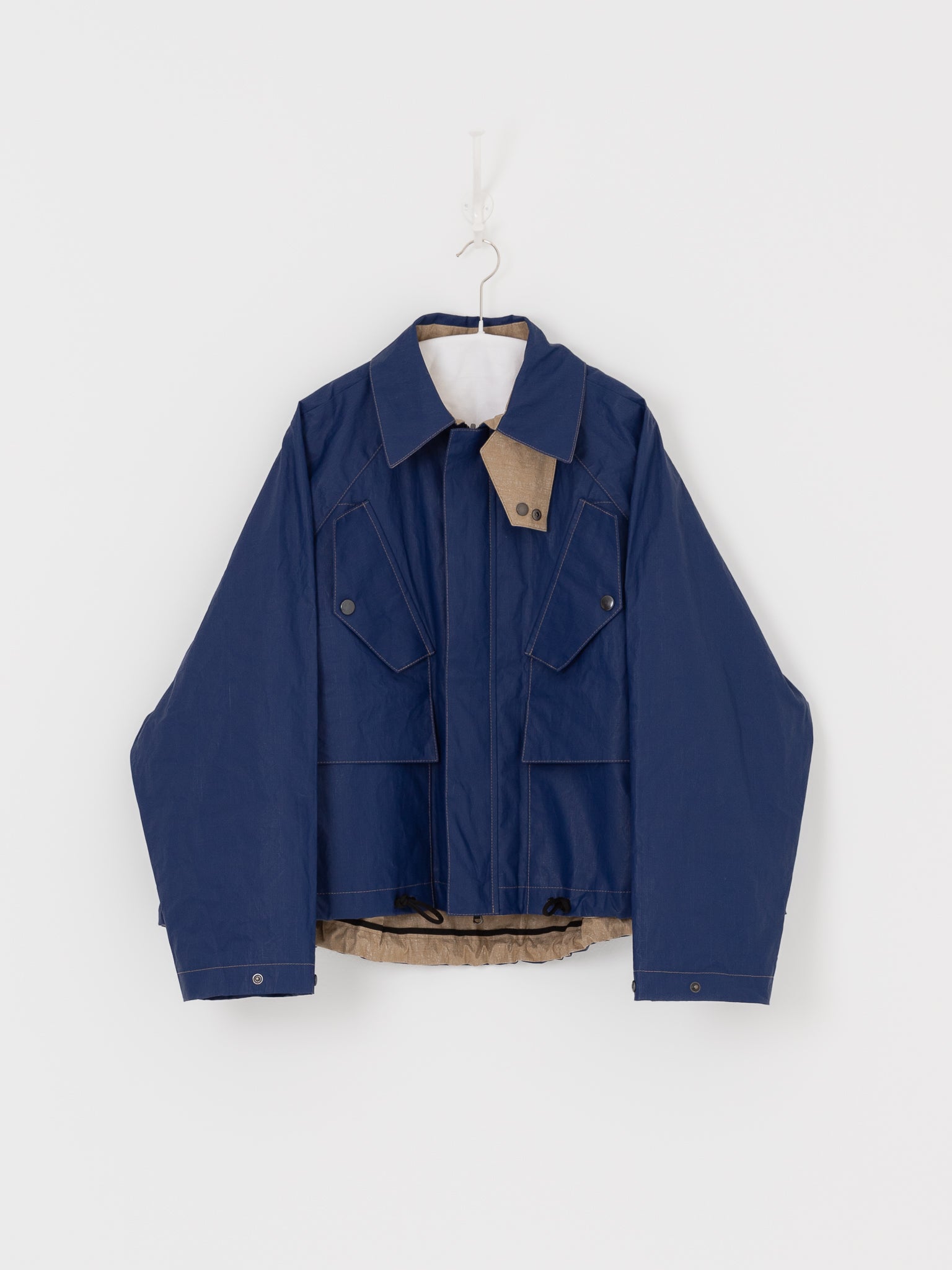 Konrad Florian Reversible Coated Linen Jacket in Natural & Delft - KONRAD at Worthwhile - shop COAT