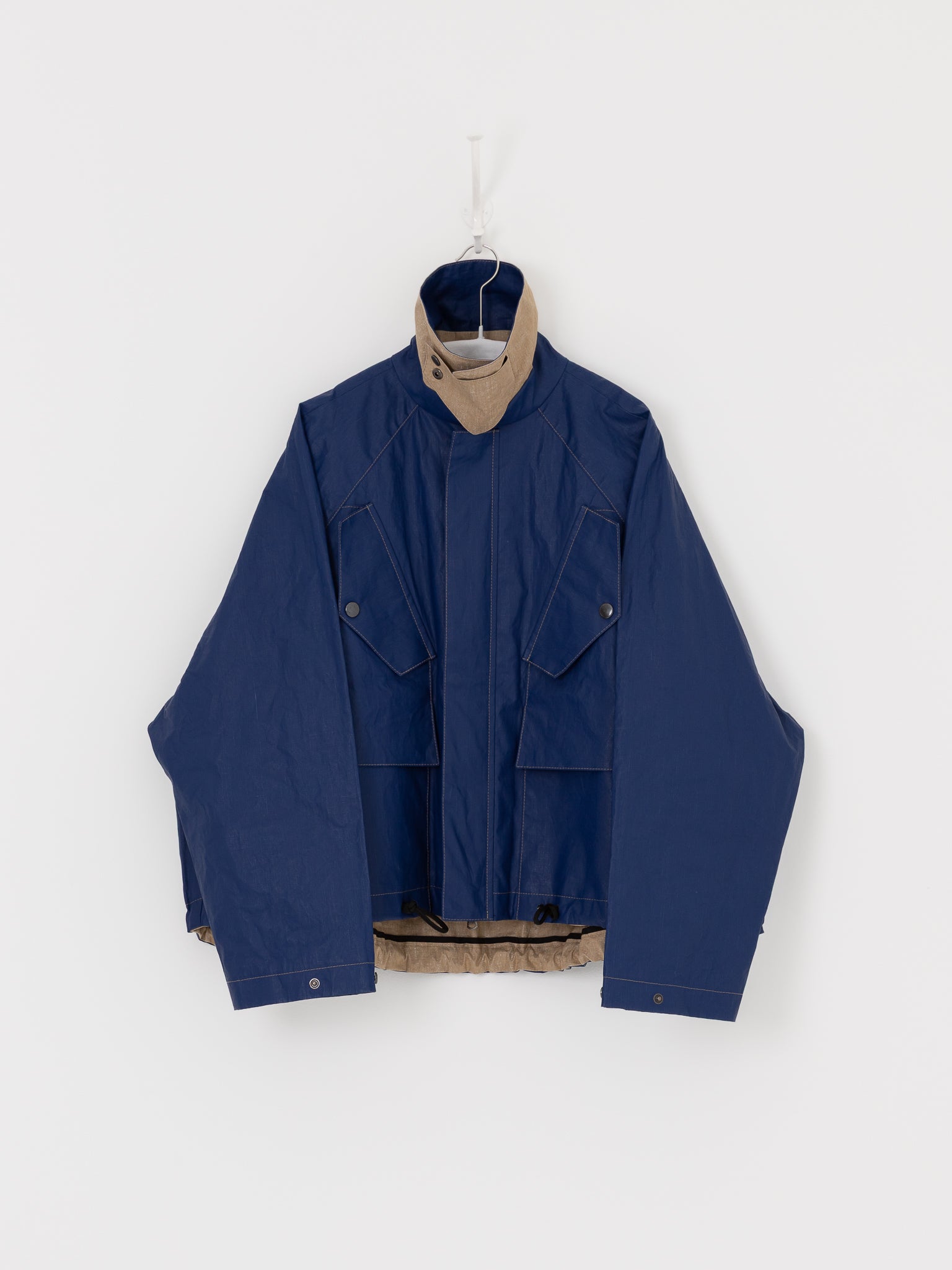 Konrad Florian Reversible Coated Linen Jacket in Natural & Delft - KONRAD at Worthwhile - shop COAT