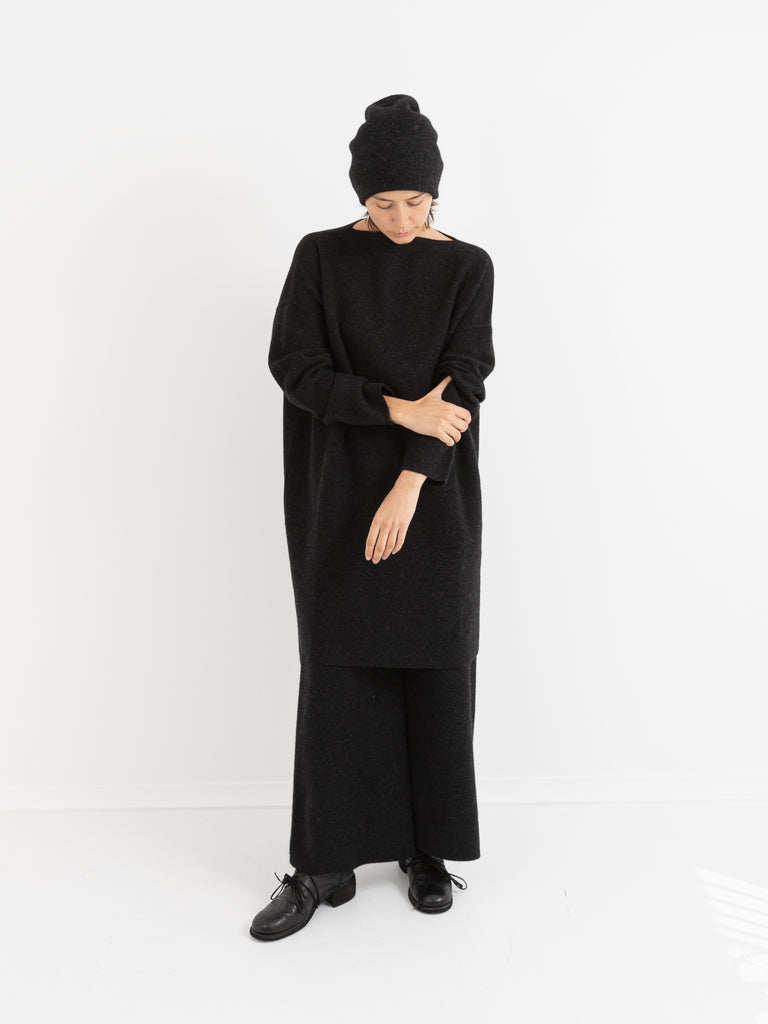Lauren Manoogian Double Knit Boatneck Dress, Black Melange - Worthwhile