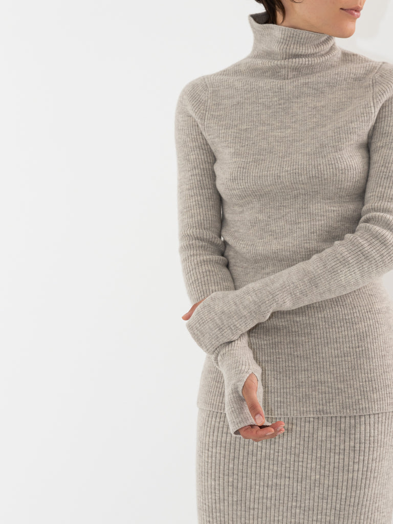 Lauren Manoogian Rib Mockneck, Carrara - Worthwhile