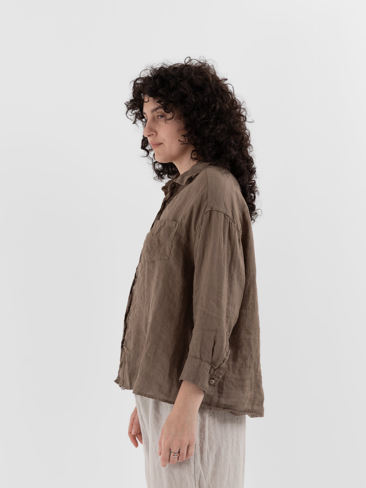Llea Blue Aven Shirt in Bark - LLEA BLUE at Worthwhile - shop TOP