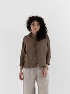 Llea Blue Aven Shirt in Bark - LLEA BLUE at Worthwhile - shop TOP