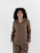 Llea Blue Dorie Shirt in Bark - LLEA BLUE at Worthwhile - shop TOP