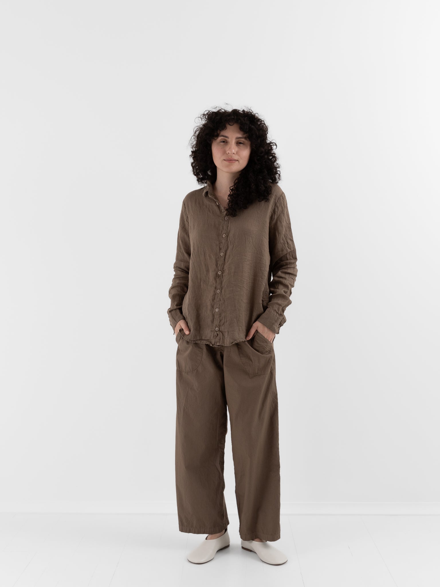 Llea Blue Dorie Shirt in Bark - LLEA BLUE at Worthwhile - shop TOP