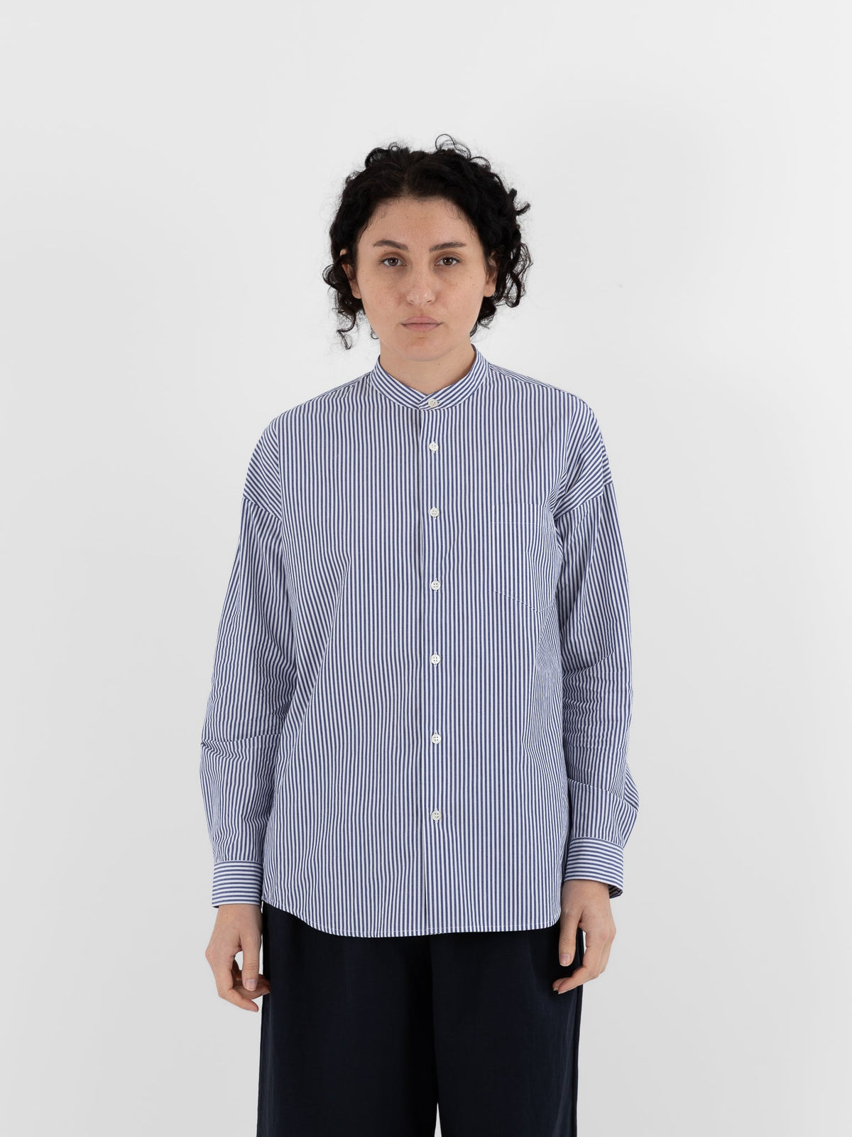 Makié Charlie Shirt in Navy Stripe - MAKIE at Worthwhile - shop TOP
