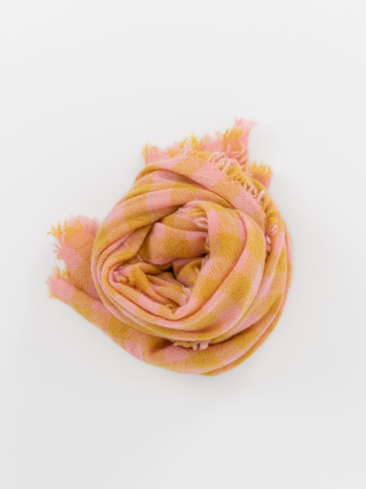 Makié Medium Check Scarf in Peach/Gold - MAKIE at Worthwhile - shop SCARF
