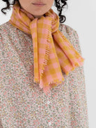 Makié Medium Check Scarf in Peach/Gold - MAKIE at Worthwhile - shop SCARF