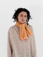 Makié Medium Check Scarf in Peach/Gold - MAKIE at Worthwhile - shop SCARF