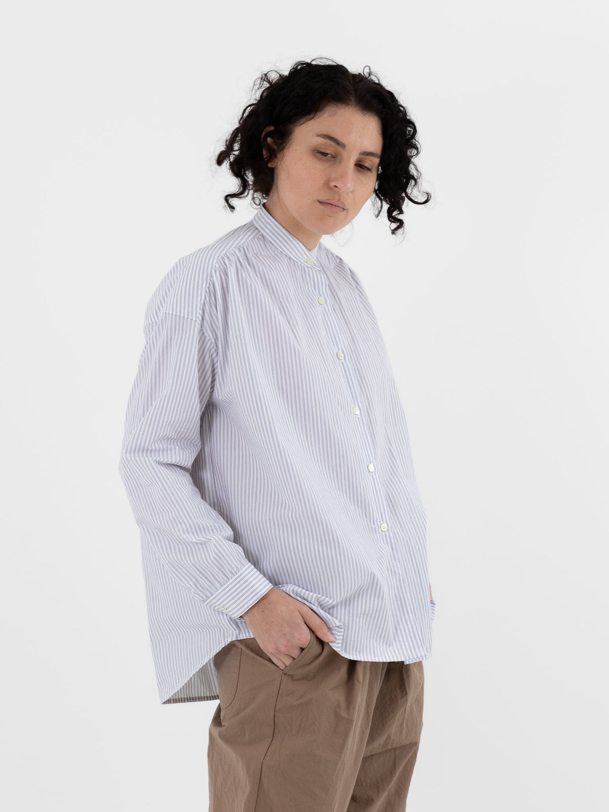 Makié Reece Blouse in Blue Stripe - MAKIE at Worthwhile - shop TOP