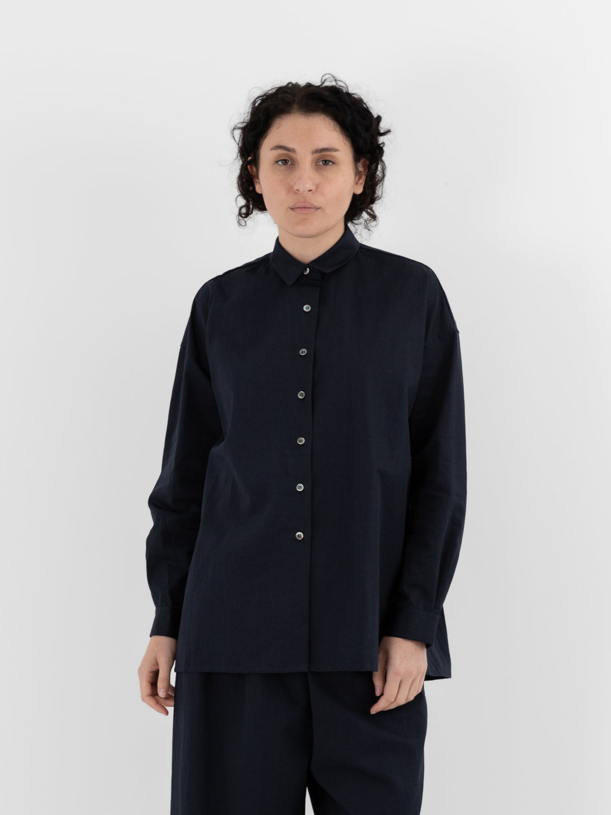 Makié Simple Shirt in Navy - MAKIE at Worthwhile - shop TOP