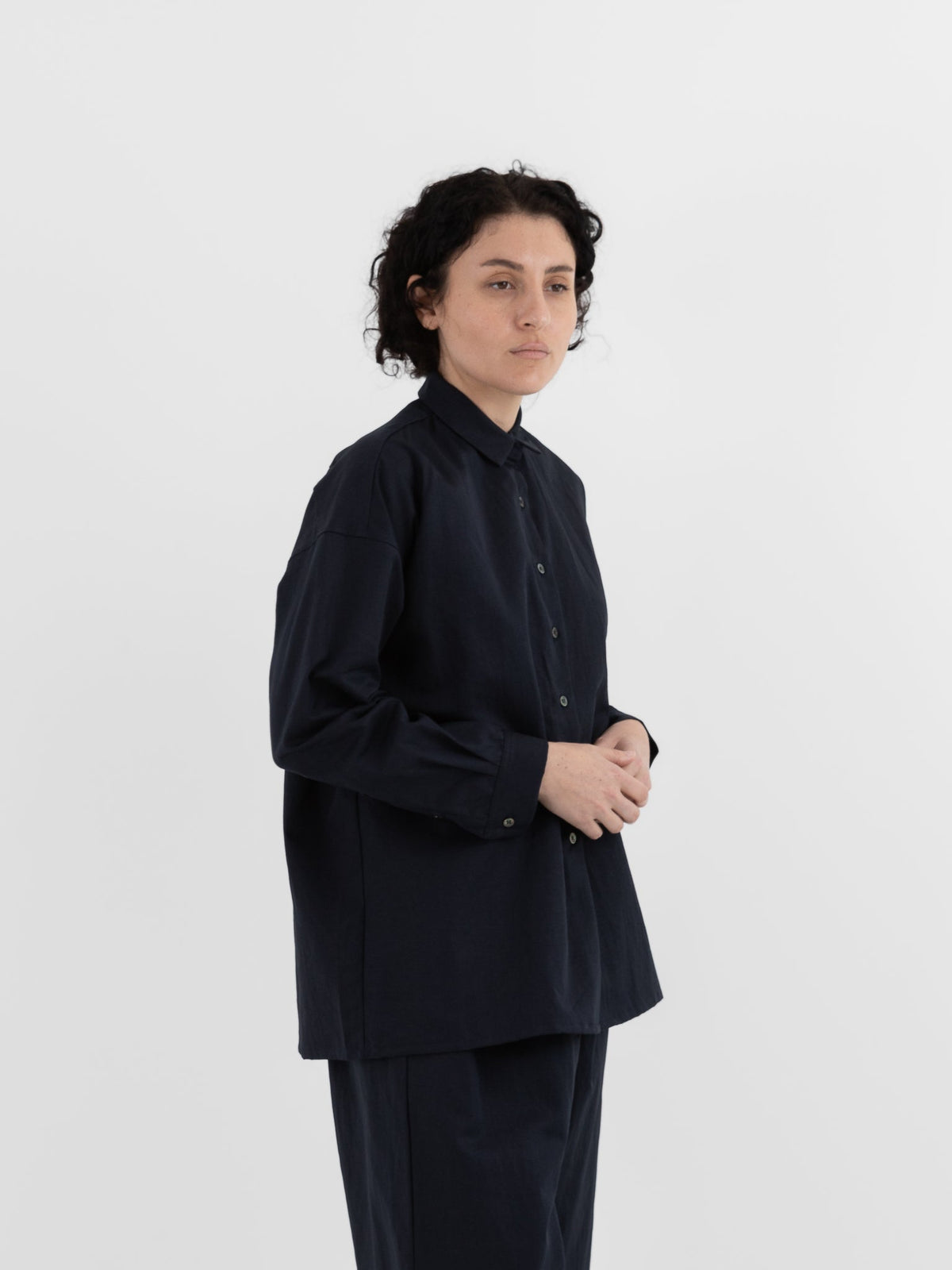 Makié Simple Shirt in Navy - MAKIE at Worthwhile - shop TOP