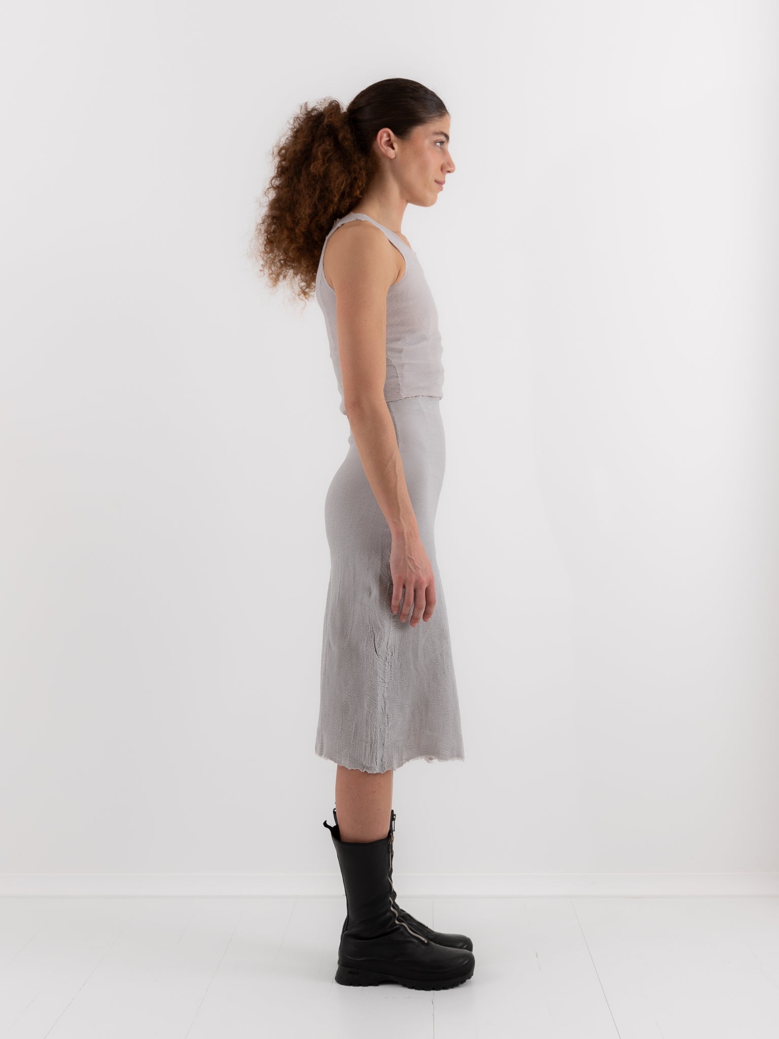 Marc LeBihan Stretch Silk Skirt in Platinum - MARC LE BIHAN at Worthwhile - shop SKIRT