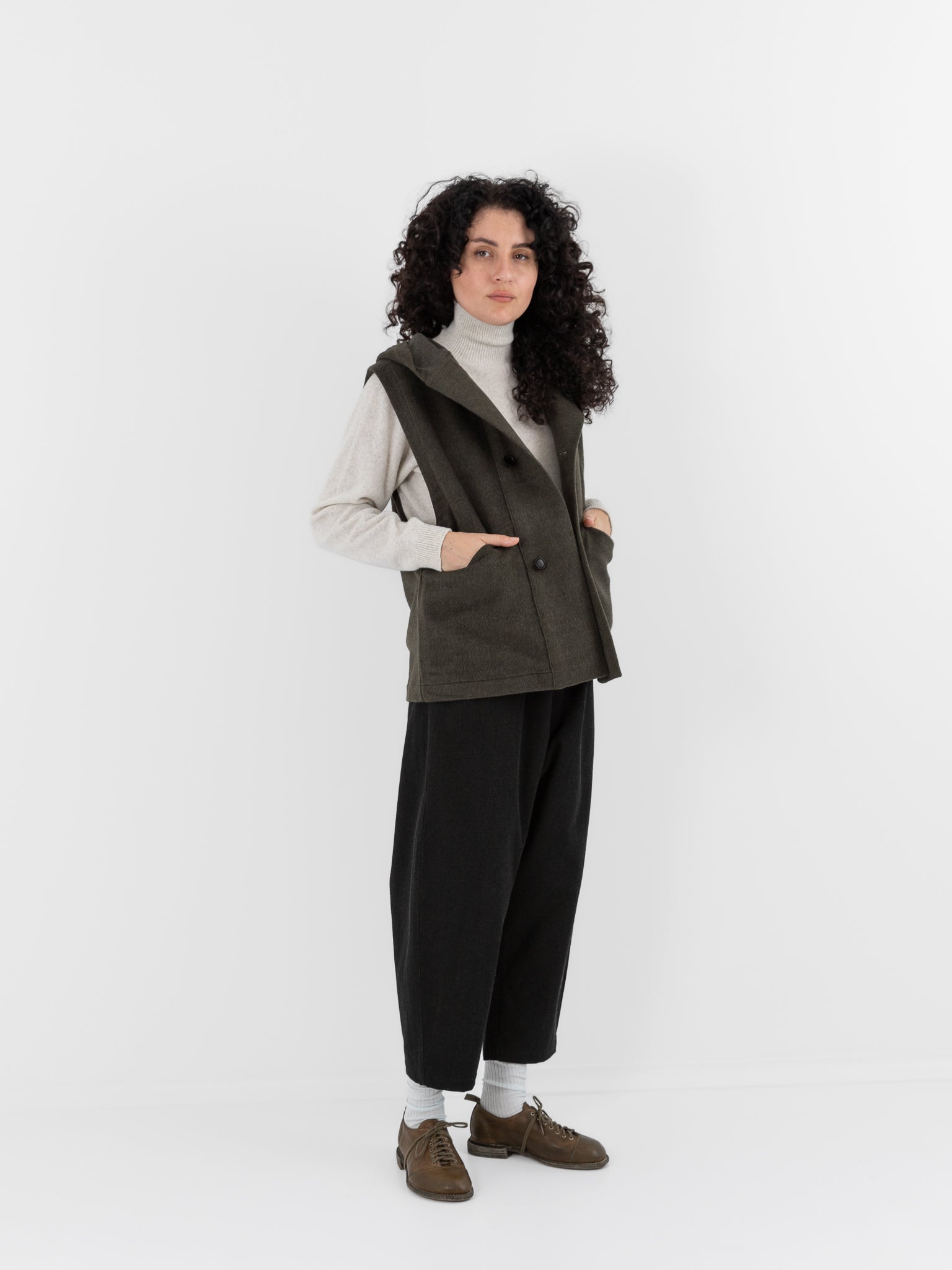 MITTAN Vest 05 in Ash Green - MITTAN at Worthwhile - shop VEST