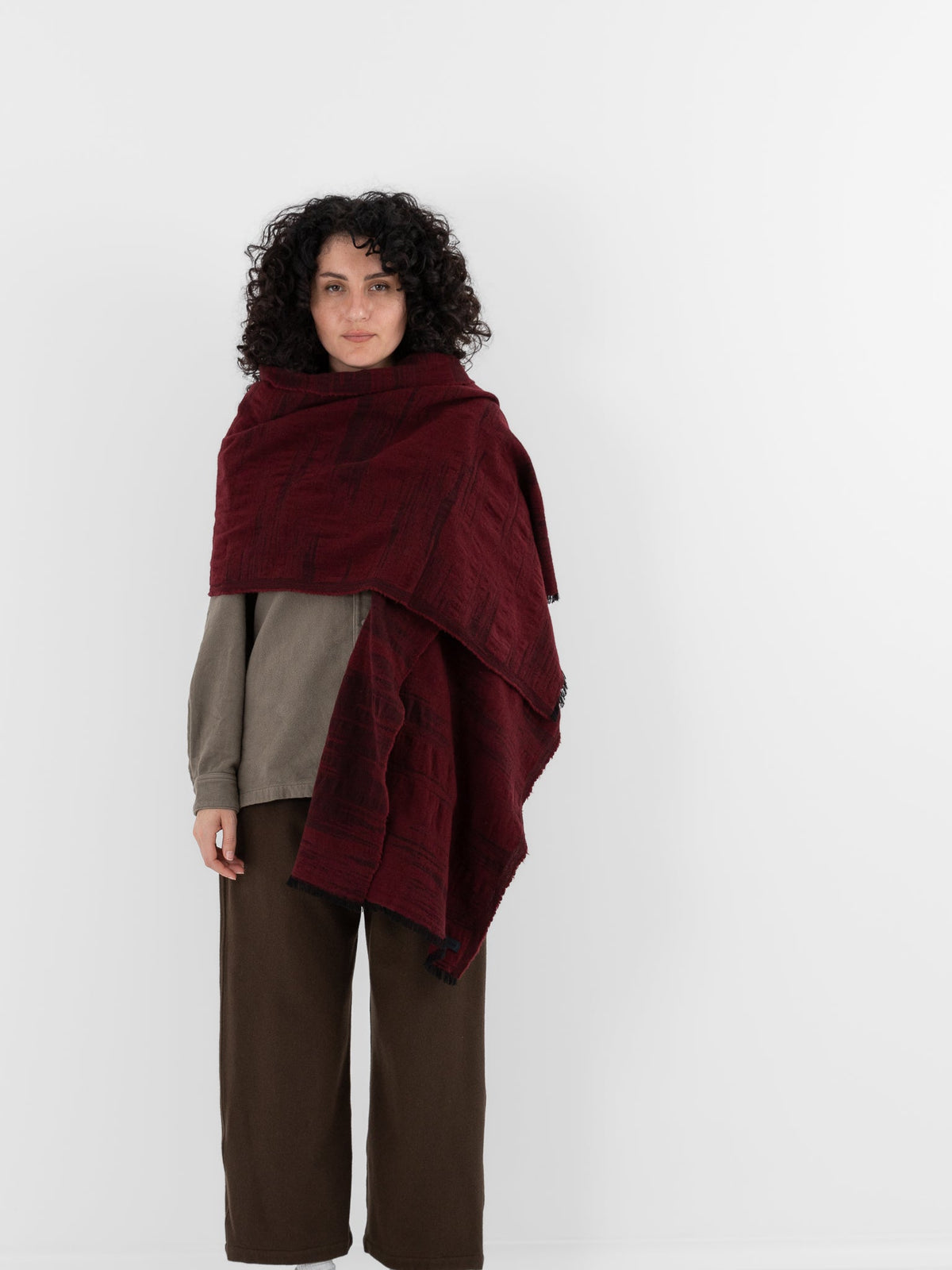 MITTAN Woven Scarf 71 in Burgundy - MITTAN at Worthwhile - shop SCARF