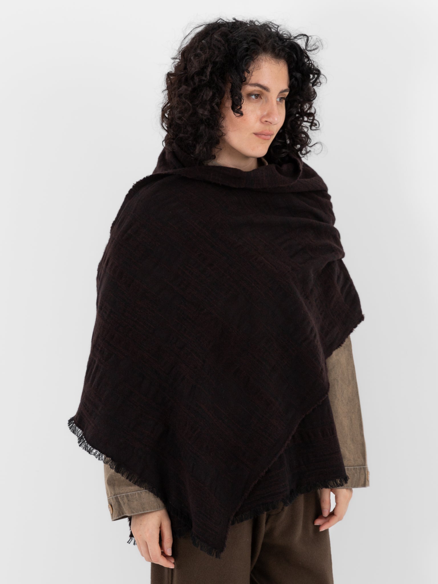 MITTAN Woven Scarf 71 in Dark Brown - MITTAN at Worthwhile - shop SCARF