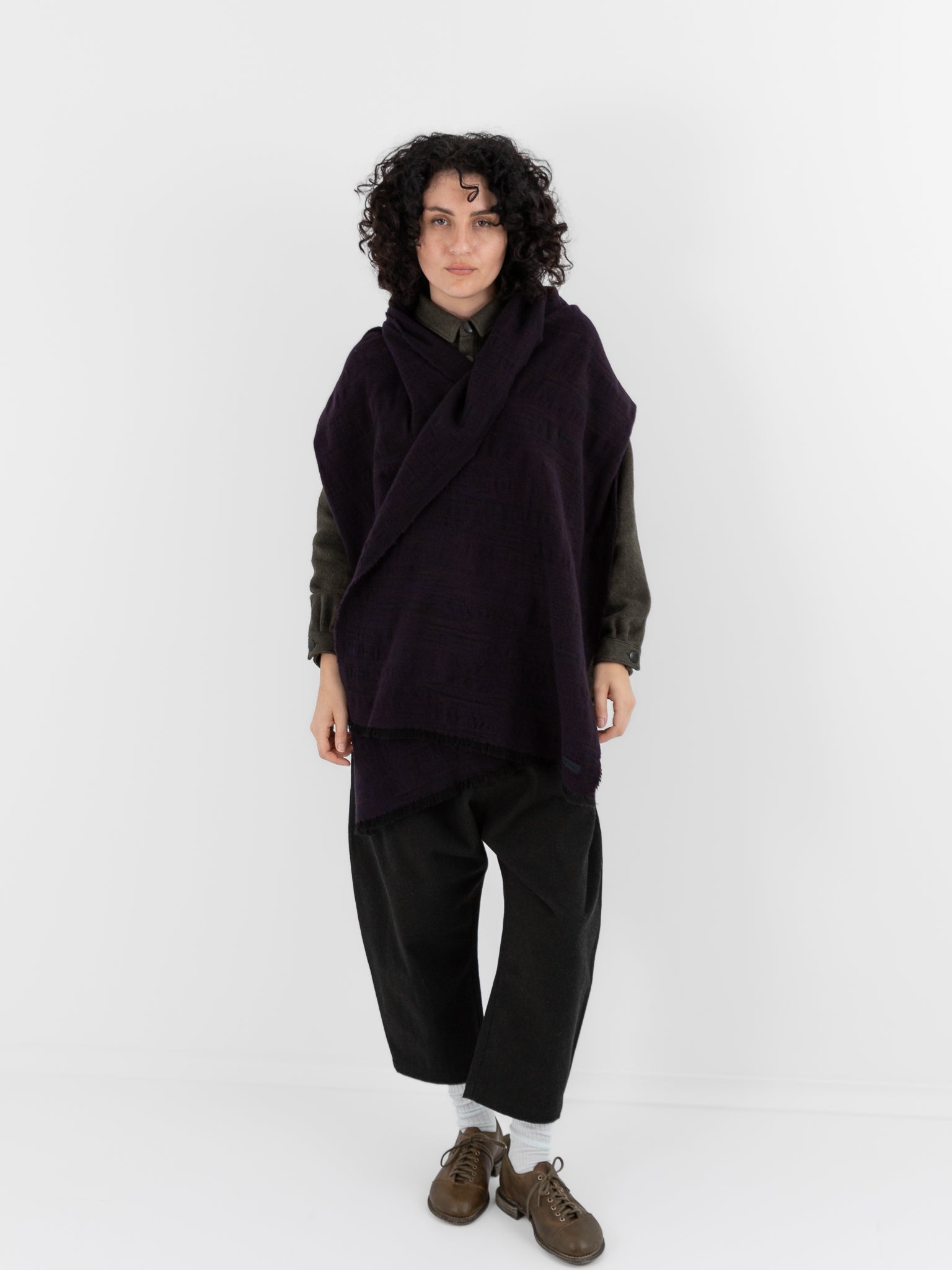 MITTAN Woven Scarf 71 in Navy Brown - MITTAN at Worthwhile - shop SCARF